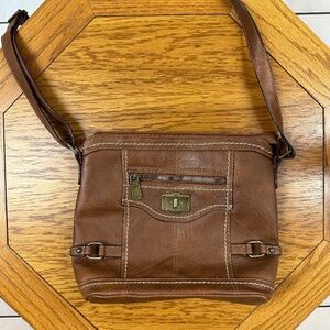 *BOC* Lt. Brown Leather Shoulder Purse